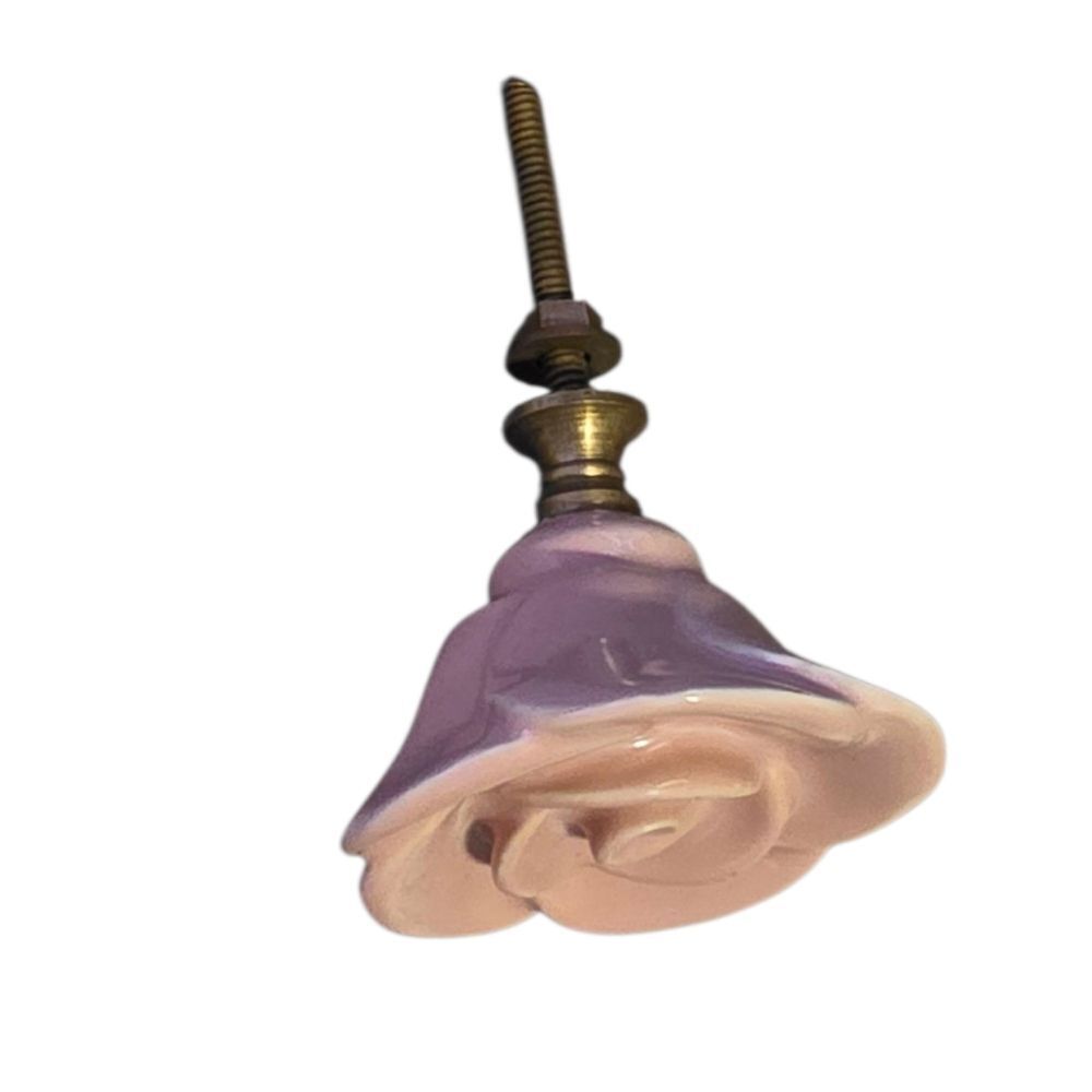 Pink Rose Shaped Ceramic Knobs - Picture 2 of 2